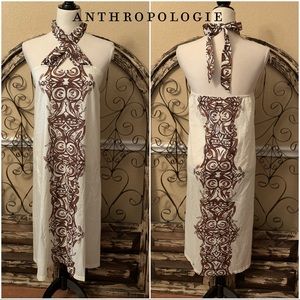 Anthropologie Mermaid Cream and Brown Dress